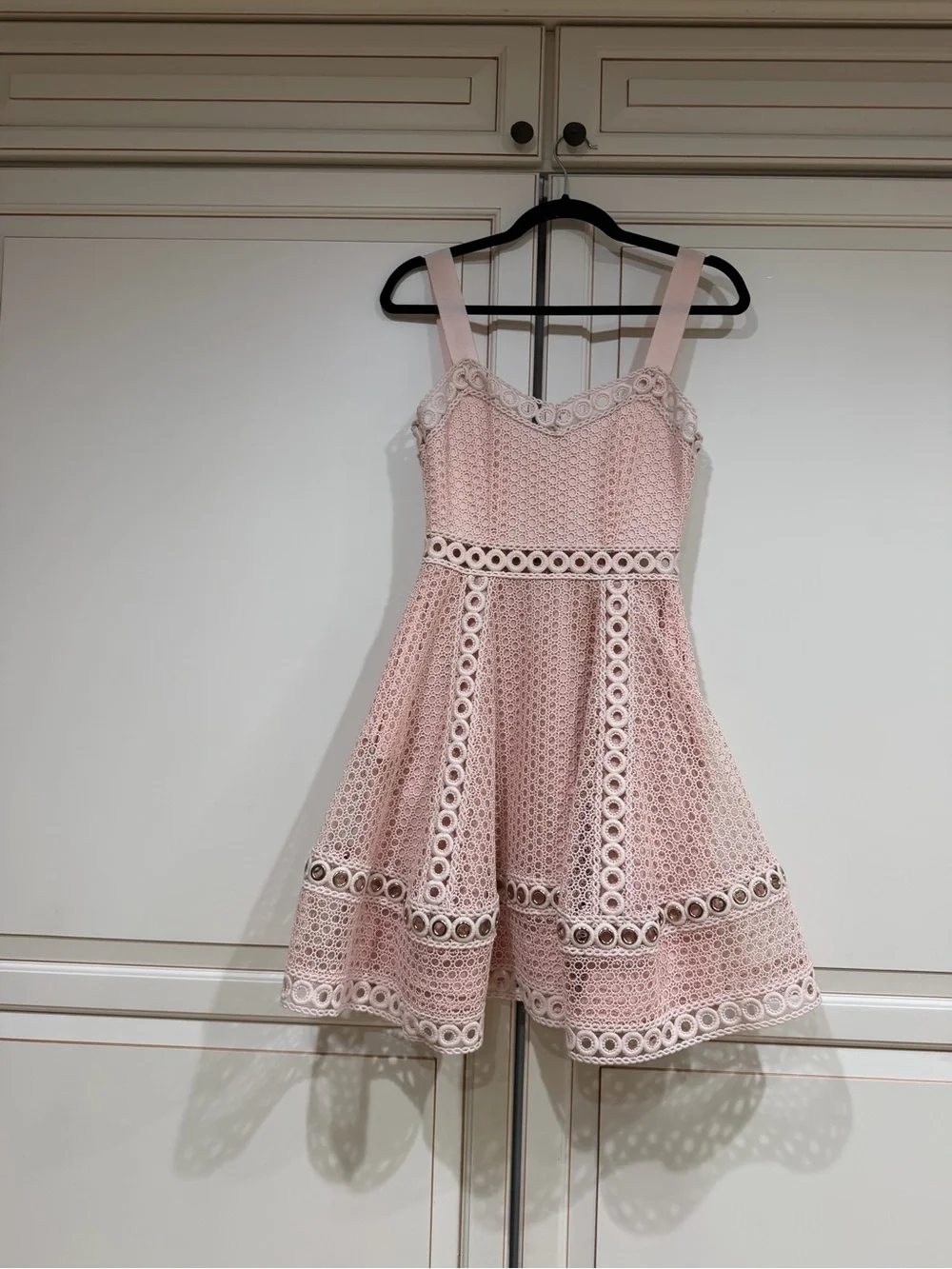 MAJE Revi Sleeveless Pink Eyelet Fit-and-Flare Dress (121)